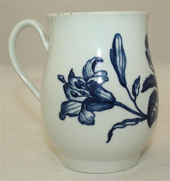 A Worcester Thorny Rose pattern baluster shaped mug, c.1775, height 12cm